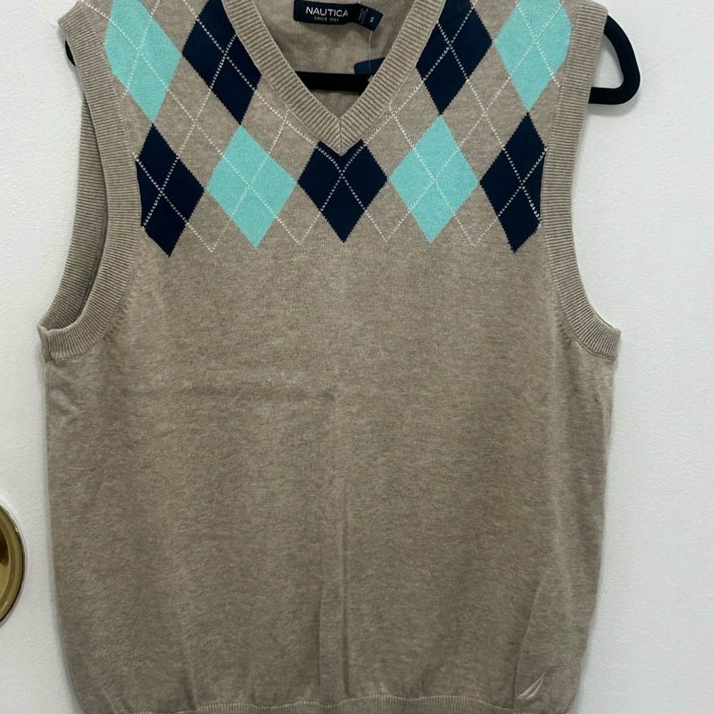 Nautica Men's Beige Argyle Sweater Vest